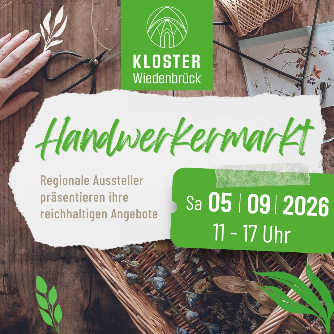 Plakat für den Handwerkermarkt 2026 im Kloster Wiedenbrück
