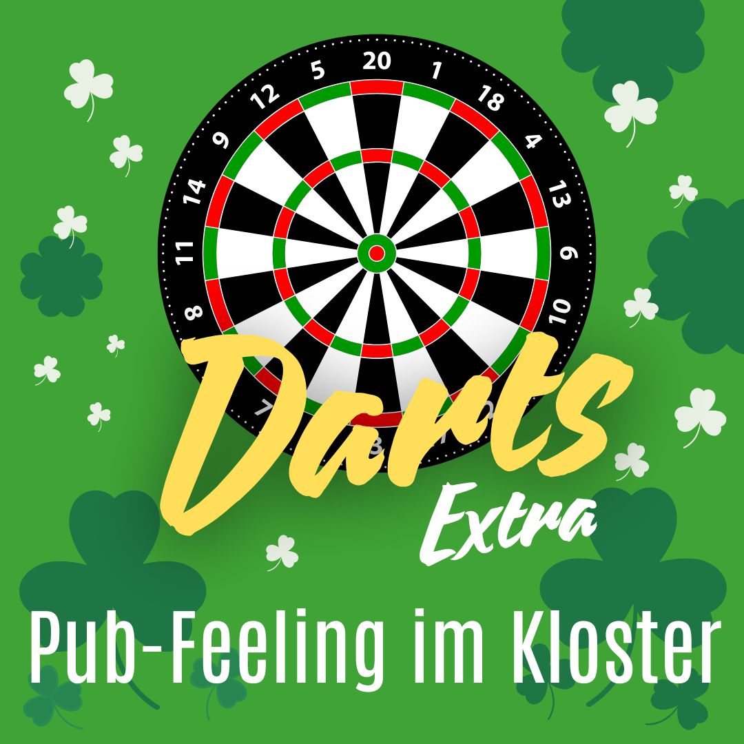 Hinweis auf die Veranstaltung DartsExtra, einem Dartabend im Kloster Wiedenbrück.