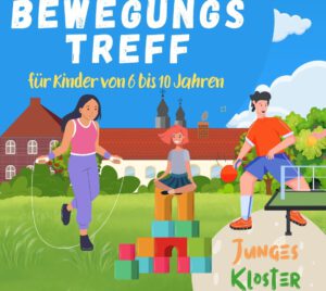 Eine Ankündigung, dass an jedem drittem Freitag im Monat ein bewegungsTreff stattfindet.