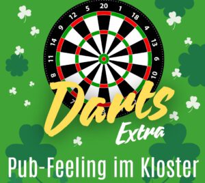 Hinweis auf die Veranstaltung DartsExtra, einem Dartabend im Kloster Wiedenbrück.