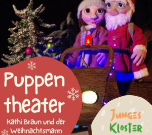 Eine Ankündigung, dass am 20.12.2025 ein Weihnachts-Puppentheater im Kloster Wiedenbrück stattfindet.